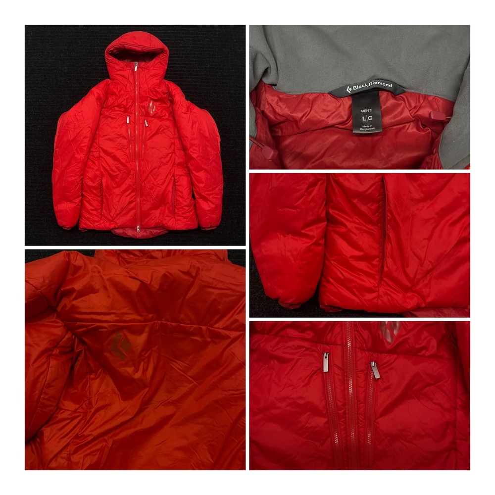 Black Diamond Mens Stance Belay Parka PrimaLoft Red Insulated Jacket Large